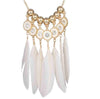 White Feather Rhinestone Necklace