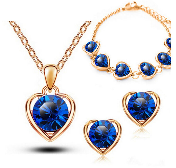 Crystal Heart Shape Jewelry Sets
